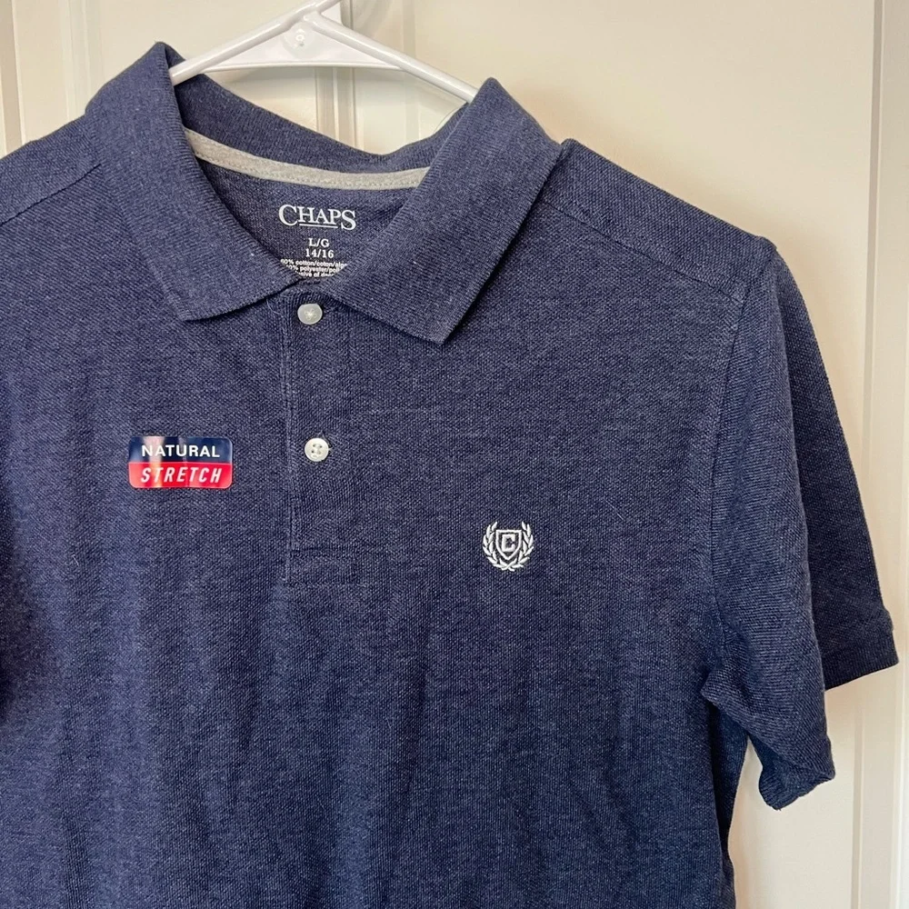Chaps Boys Dark Navy Polo with Subtle Crest